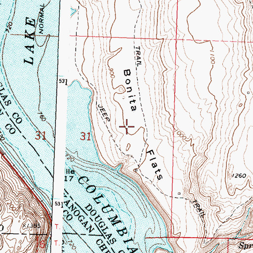 Topographic Map of Bonita Flats, WA