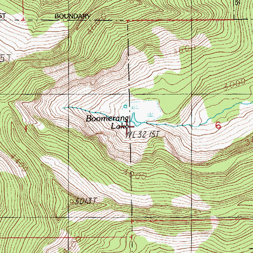 Topographic Map of Boomerang Lake, WA