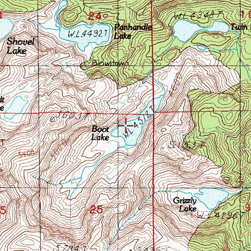 Topographic Map of Boot Lake, WA