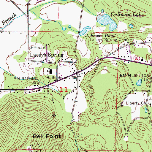 Topographic Map of Bethlehem Presbyterian Church, AL