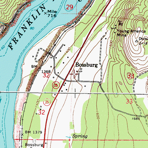 Topographic Map of Bossburg, WA
