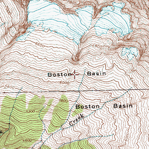 Topographic Map of Boston Basin, WA