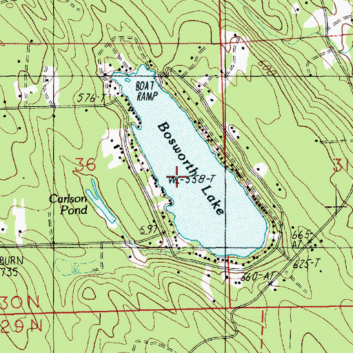 Topographic Map of Bosworth Lake, WA