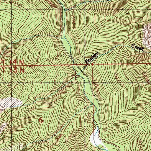 Topographic Map of Boulder Creek, WA