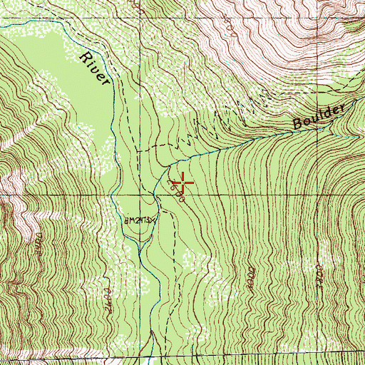 Topographic Map of Boulder Creek, WA