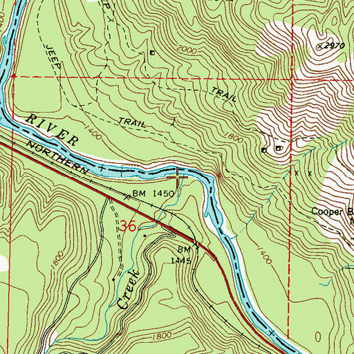 Topographic Map of Boulder Creek, WA