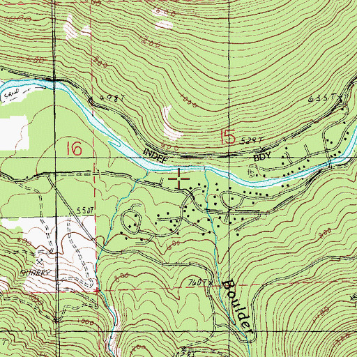 Topographic Map of Boulder Creek, WA