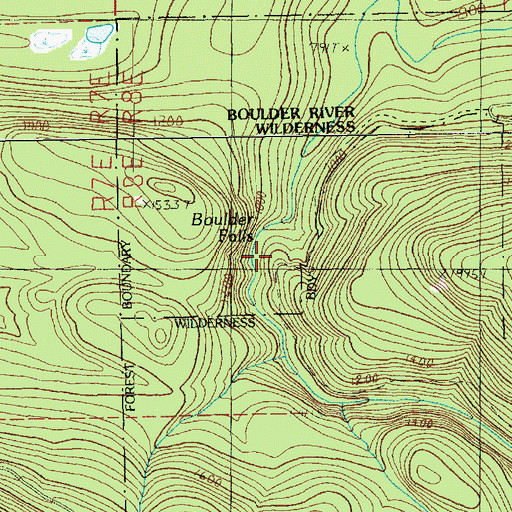 Topographic Map of Boulder Falls, WA