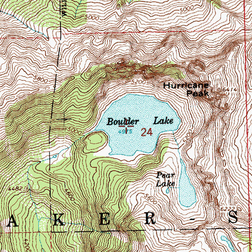 Topographic Map of Boulder Lake, WA