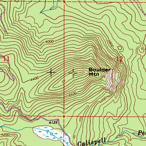 Topographic Map of Boulder Mountain, WA