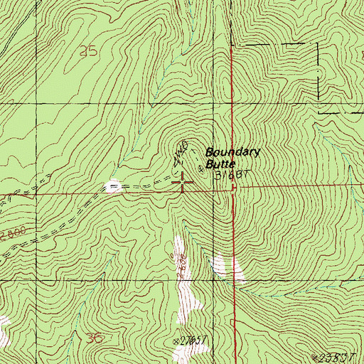 Topographic Map of Boundary Butte, WA