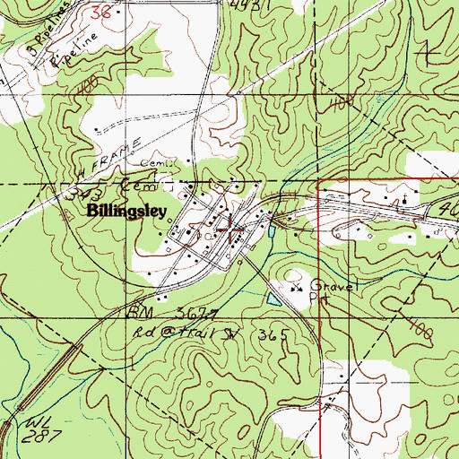 Topographic Map of Billingsley, AL