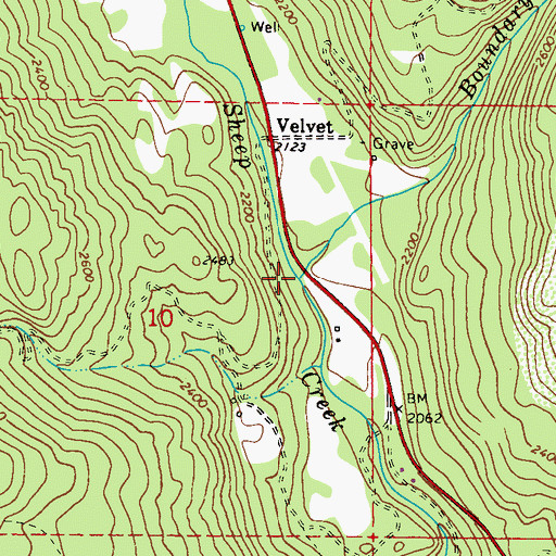 Topographic Map of Boundary Creek, WA