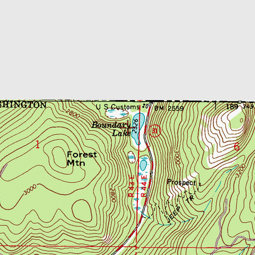 Topographic Map of Boundary Lake, WA