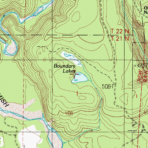 Topographic Map of Boundary Lakes, WA