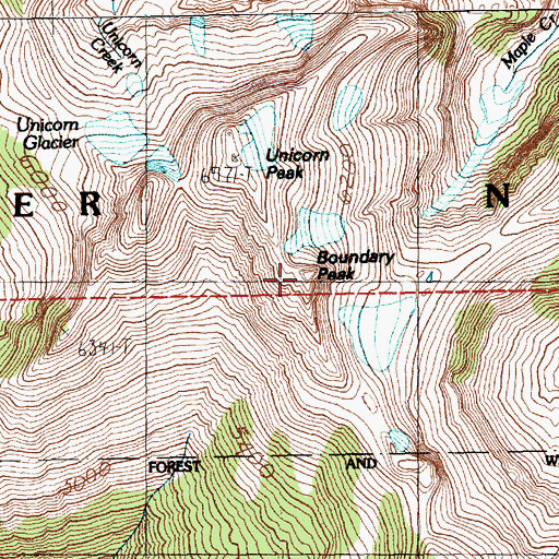 Topographic Map of Boundary Peak, WA
