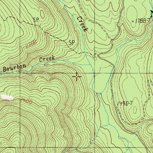 Topographic Map of Bourbon Creek, WA