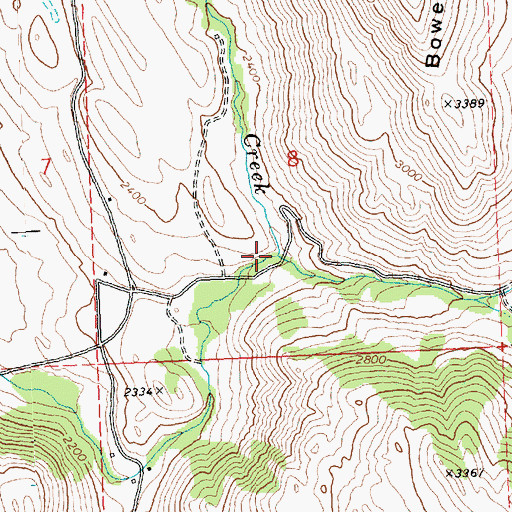 Topographic Map of Bowen Creek, WA