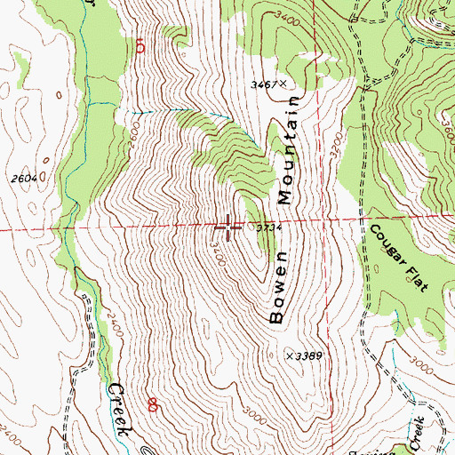 Topographic Map of Bowen Mountain, WA