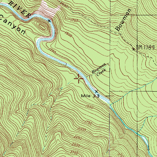 Topographic Map of Bowman Creek, WA