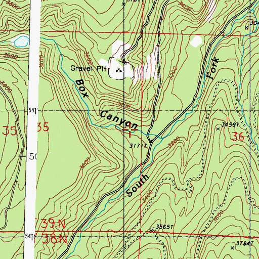 Topographic Map of Box Canyon, WA