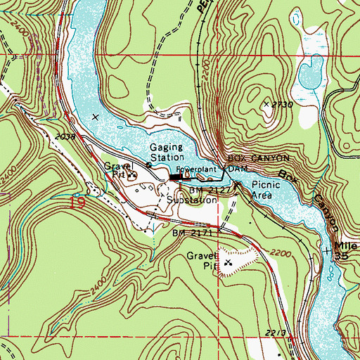 Topographic Map of Box Canyon Dam, WA