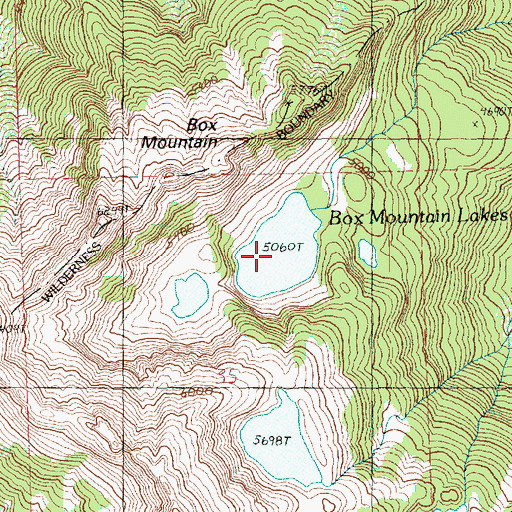 Topographic Map of Box Mountain Lakes, WA