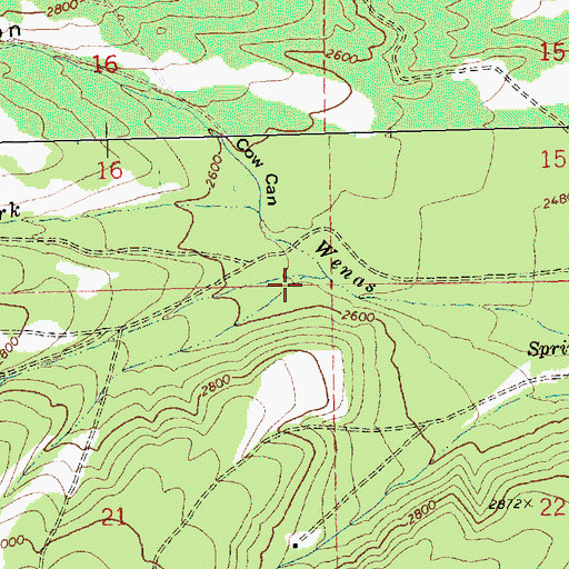 Topographic Map of Box Spring Canyon, WA