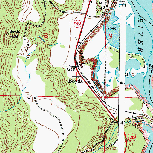 Topographic Map of Boyds, WA