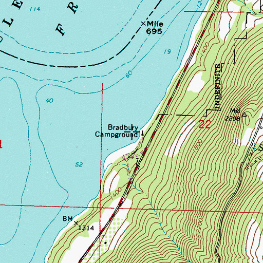 Topographic Map of Bradbury Campground, WA