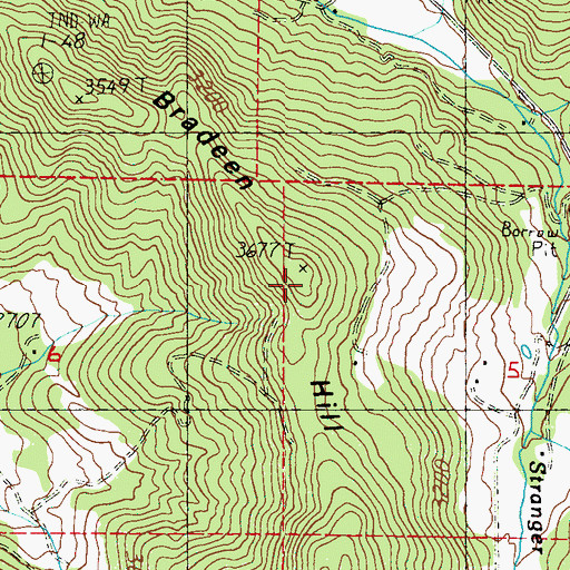 Topographic Map of Bradeen Hill, WA