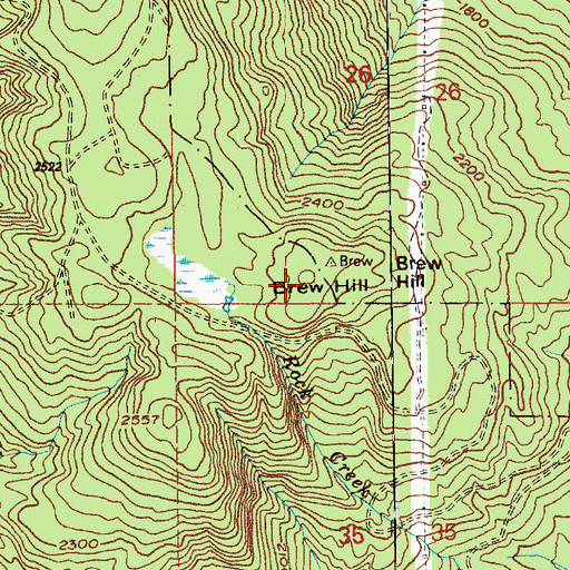 Topographic Map of Brew Hill, WA