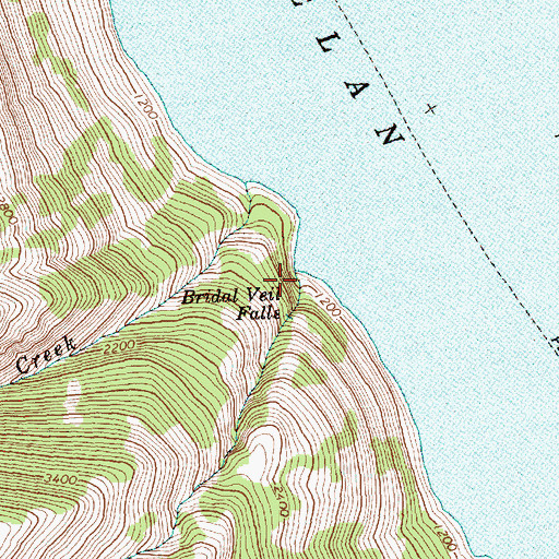Topographic Map of Bridal Veil Creek, WA