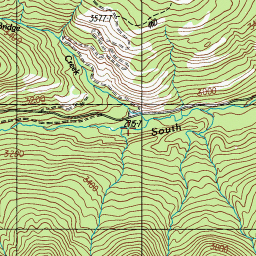 Topographic Map of Bridge Creek, WA