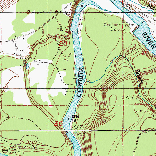 Topographic Map of Brights Creek, WA