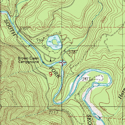 Topographic Map of Brown Creek, WA