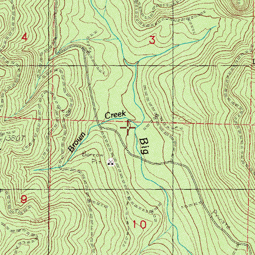 Topographic Map of Brown Creek, WA