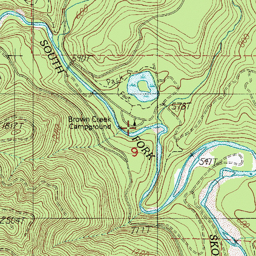 Topographic Map of Brown Creek Campground, WA