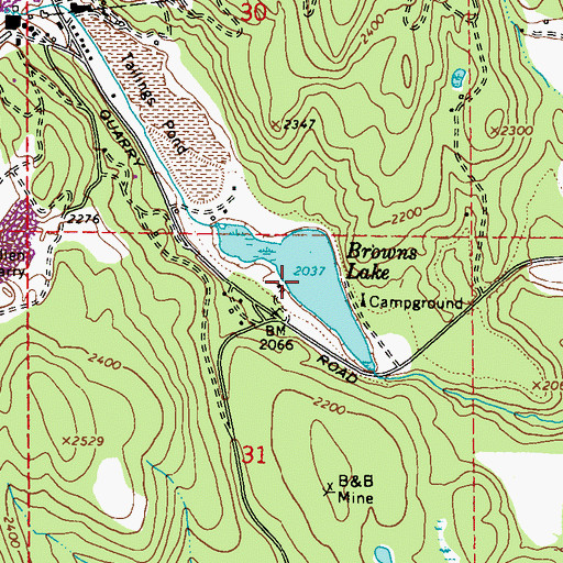 Topographic Map of Browns Lake, WA