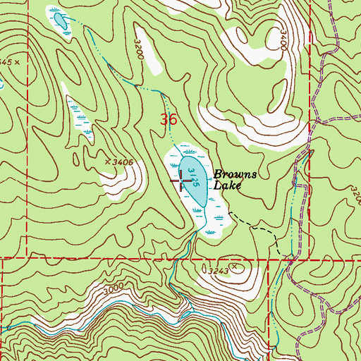 Topographic Map of Browns Lake, WA