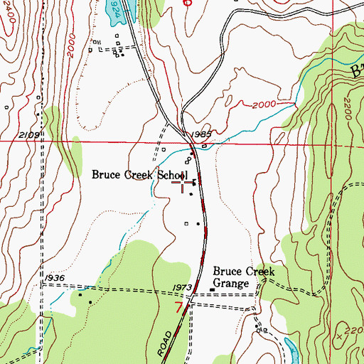 Topographic Map of Bruce Creek School, WA
