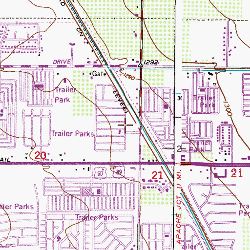 Topographic Map of Val Vista Village Trailer Park Mini Park, AZ