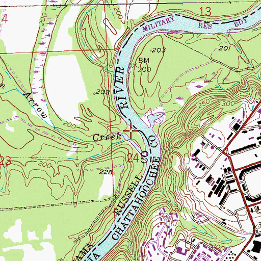 Topographic Map of Broken Arrow Creek, AL