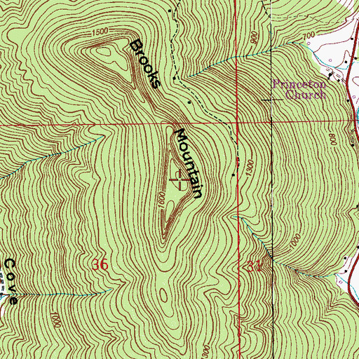 Topographic Map of Brooks Mountain, AL