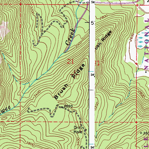 Topographic Map of Brush Ridge, WA