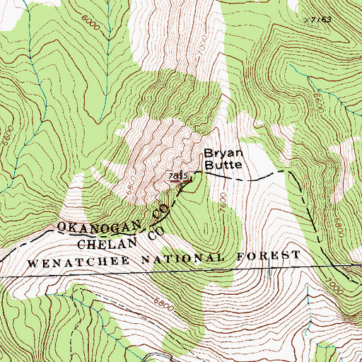 Topographic Map of Bryan Butte, WA