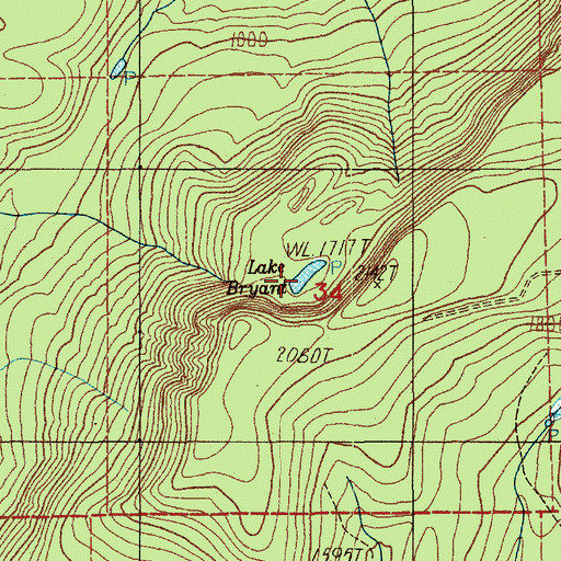 Topographic Map of Lake Bryant, WA