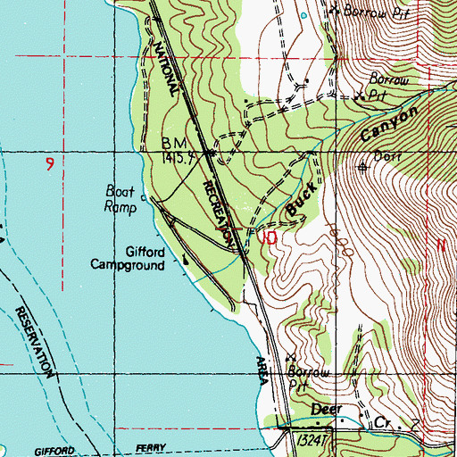 Topographic Map of Buck Canyon, WA