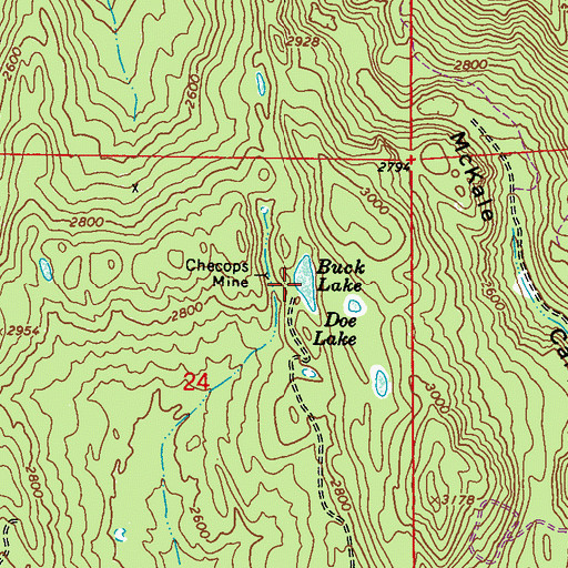Topographic Map of Buck Lake, WA