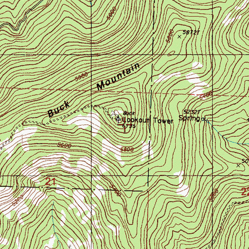 Topographic Map of Buck Mountain, WA